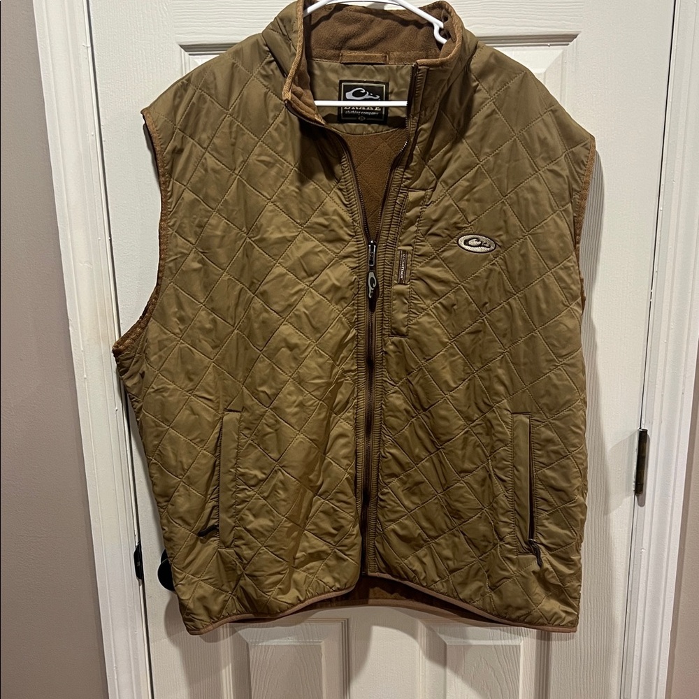 Drake Brown Quilted Vest Mens 2X Like new Hunting Tan